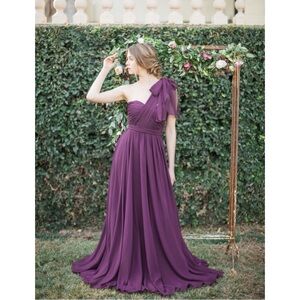 Jenny Yoo Collection Aidan Convertible Strapless Chiffon Dress Gown Plum Size 6